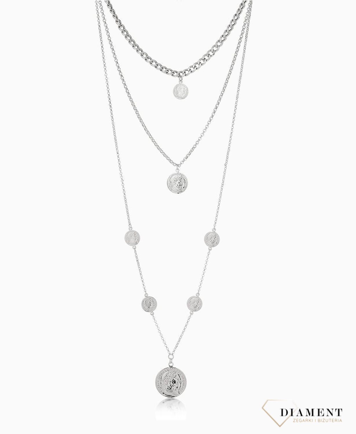 Naszyjnik srebrny z monetkami potrójny monety Dall'Acqua C RM 22024s.jpg